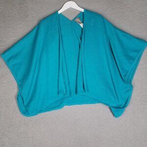 Chico's Shawl Women's One Size Teal Blue Knit Sweater Wrap Open Comfort Beach